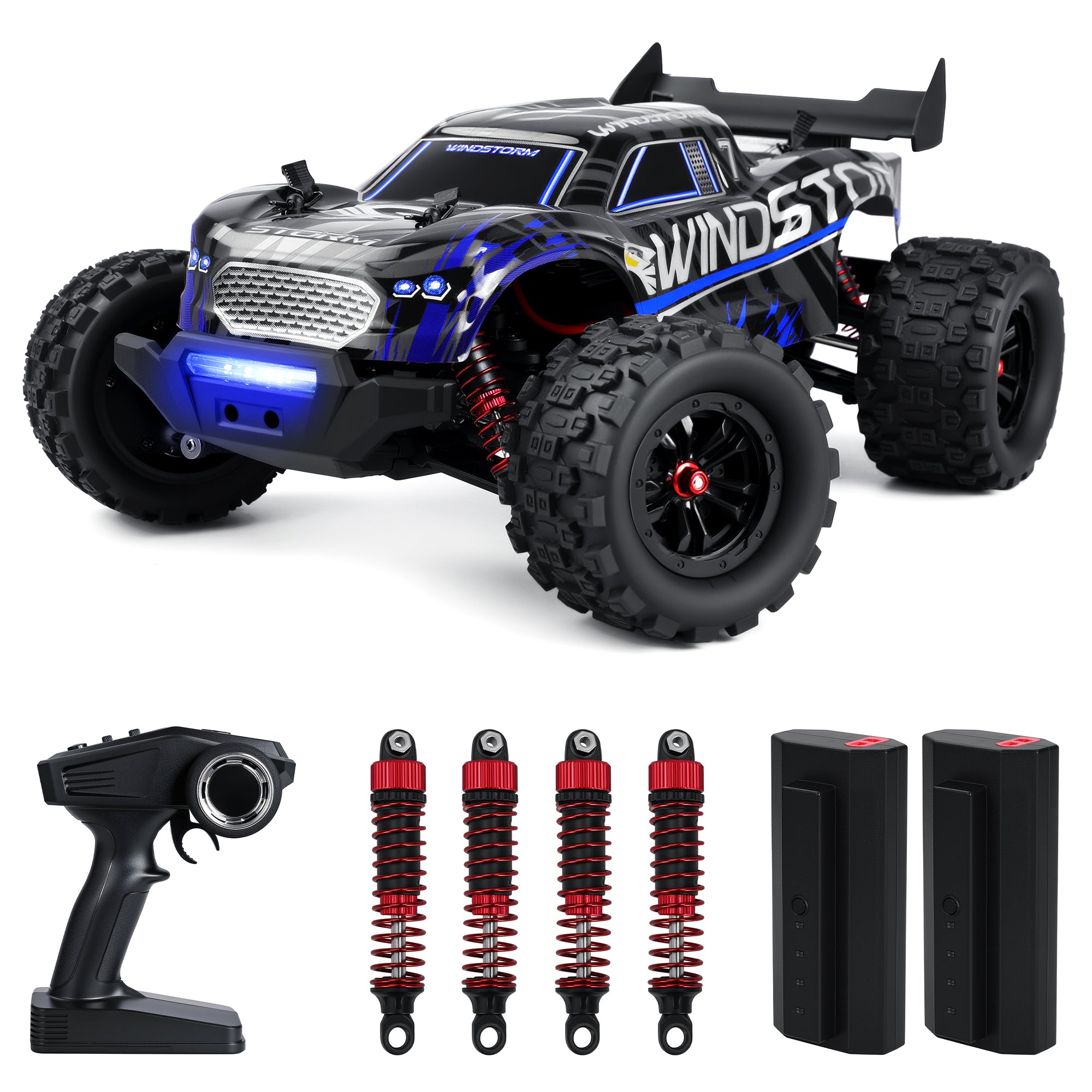WOWEHICLE 1:14 RC Cars, 40+ KM/H Fast RC Monster Truck Remote Control Car with Metal Drivetrain, 4WD All-Terrain, 2 Batteries, RC Toy Car Gift for Kids, Teens & Adults