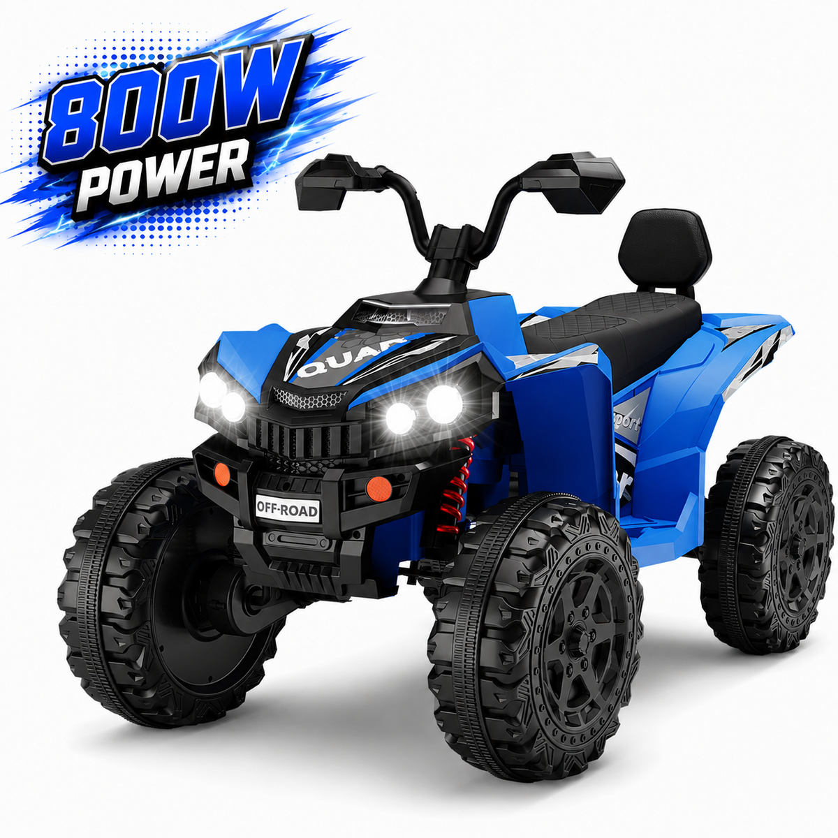 WOWEHICLE 24V 4WD Kids Ride On ATV, 800W Electric 4-Wheeler with 2 Seats, Max 5 MPH, Ages 3-8